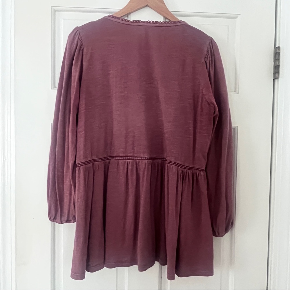 Lucky Brand Dusty Rose Eyelet Peasant Top  Medium - Picture 5 of 9